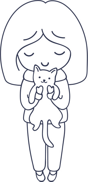 小女孩抱着可爱的卡通人物猫图片下载