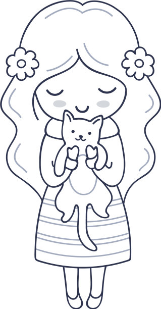 小女孩手里拿着一只小猫图片下载