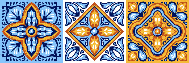 意大利地中海瓷砖图案图片下载