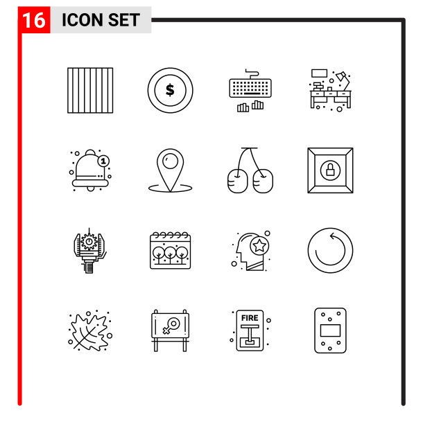 设置16个现代的UI图标符号标志的警报图片下载