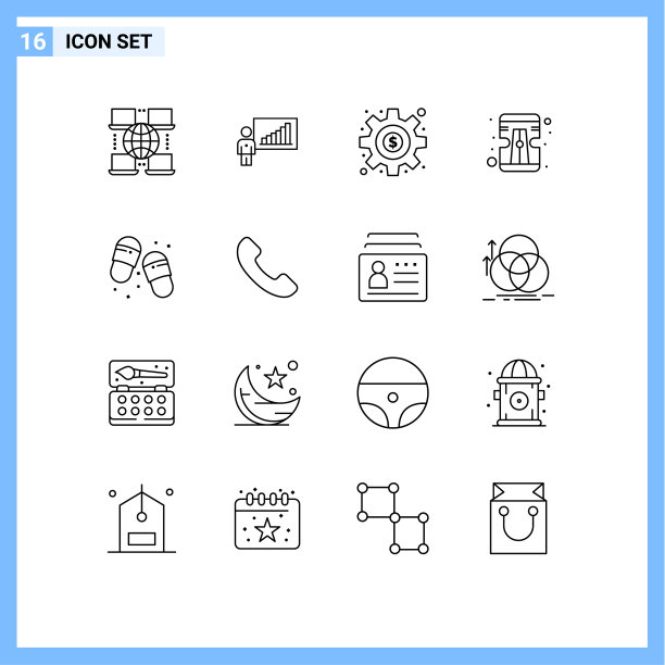 象形图设置16简单轮廓拖鞋图片下载