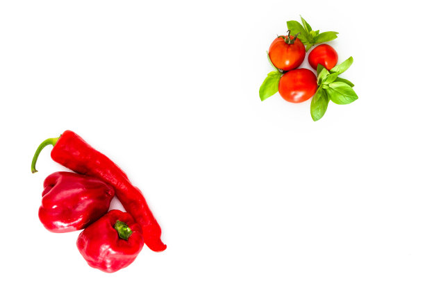 番茄，罗勒和红辣椒图片下载