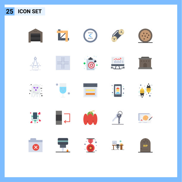 将25个单色标志和符号组合在一起图片下载