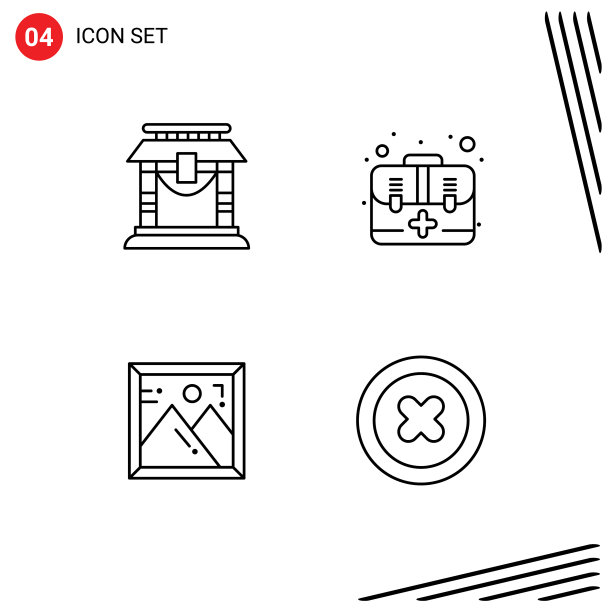 包4个创意填充线平色门图片下载