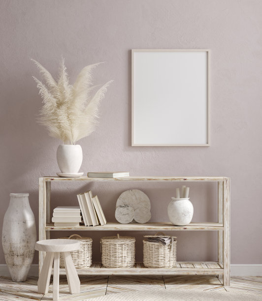 模拟框架在农舍客厅内部背景图片下载