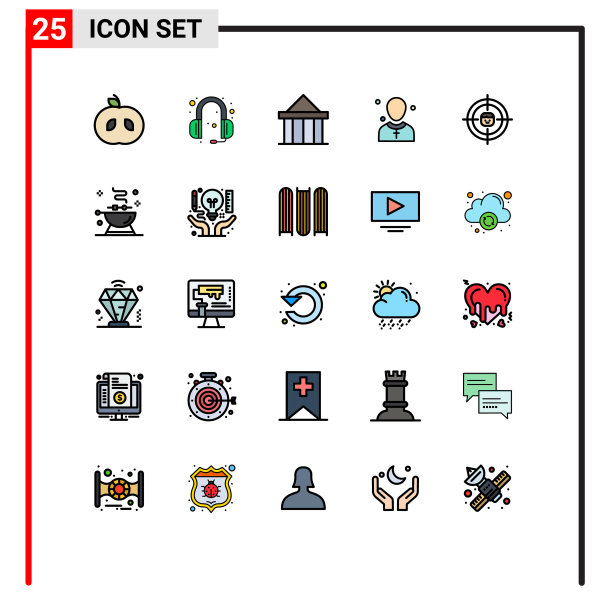 包25个创意填充线平色图片下载