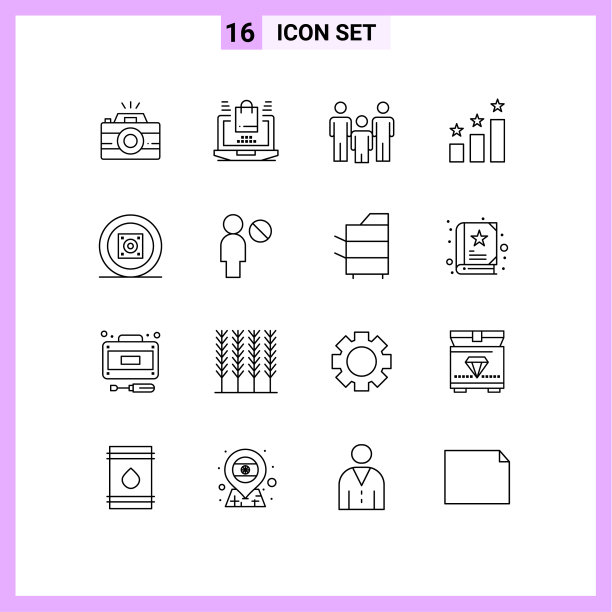 象形图设置16个简单的轮廓党繁荣图片下载