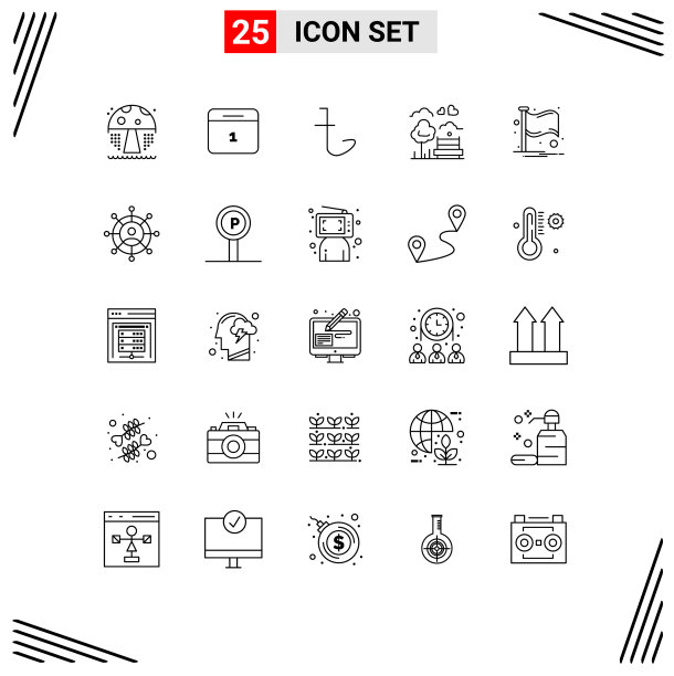 现代设25行旗等符号图片下载