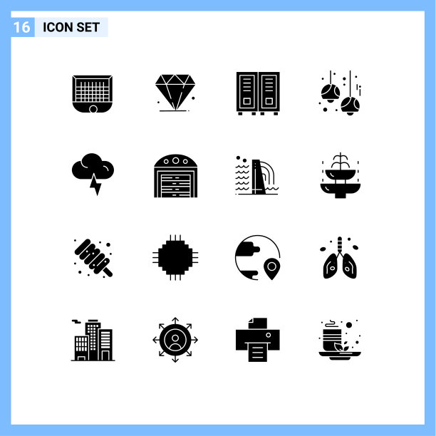 通用图标符号组16个现代立体图片下载