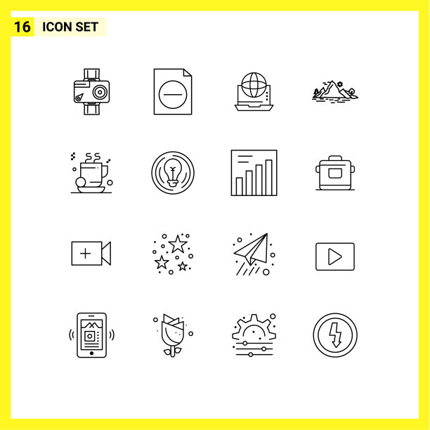 设置16个商业大纲包的山图片下载