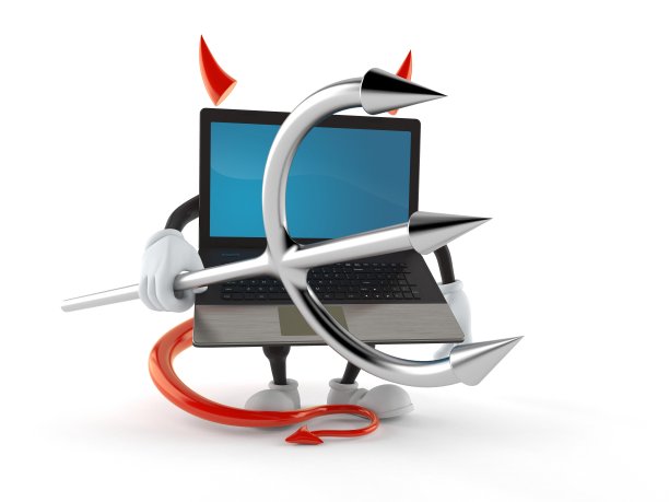 带着魔鬼角和干草叉的笔记本电脑角色图片下载