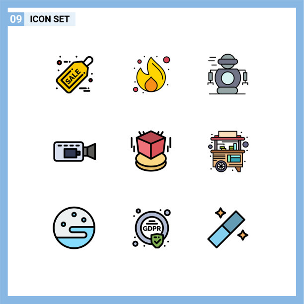 组9现代填充线平面颜色集图片下载