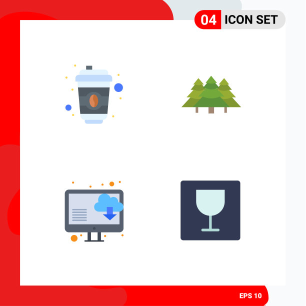 4平面图标概念的网站，移动和应用程序图片下载