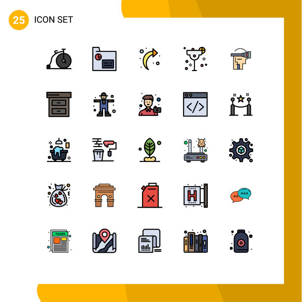 为卷筒纸设置25种通用填充线平面颜色图片下载