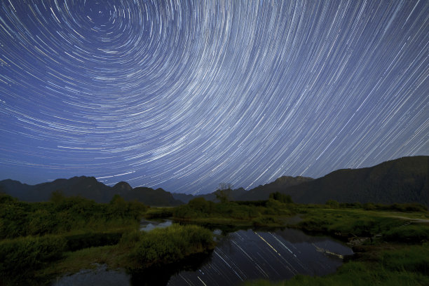 水面上反射的星迹图片下载