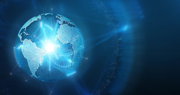 未来的全球与连接线-全球通信，全息图，技术图片下载