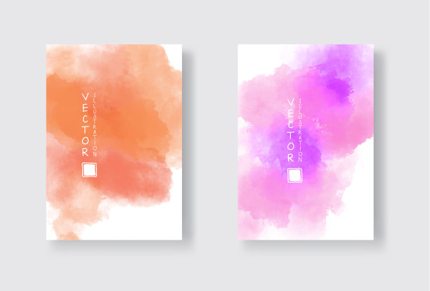 一套明亮的彩色矢量水彩背景图片下载