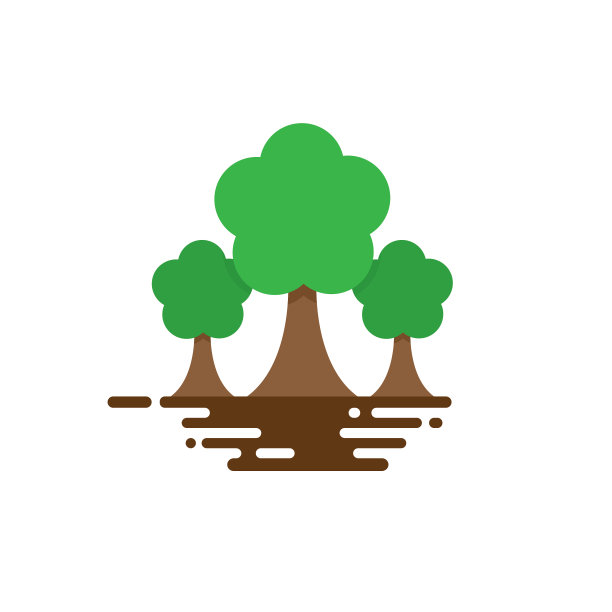 树图标矢量，平面设计在白色的背景图片下载