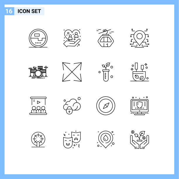 设置16个现代UI图标符号标志图片下载