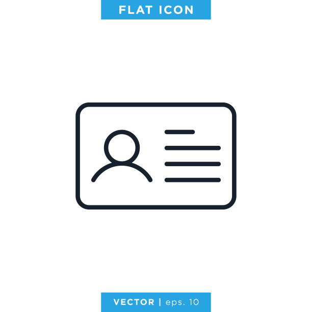 ID卡图标矢量设计模板。时尚风格与可编辑的笔触。图片下载