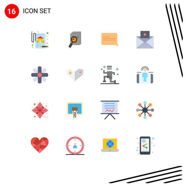 16个主题平色和可编辑的符号图片下载