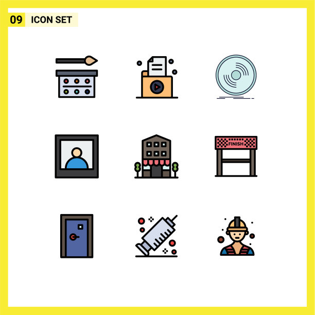 包装9个现代填充线和平色标志图片下载