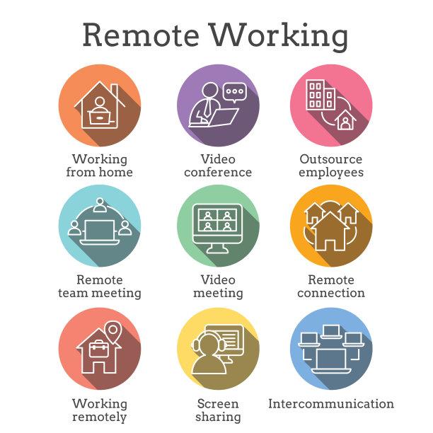 远程工作图标设置在家工作，视频会议等图片下载