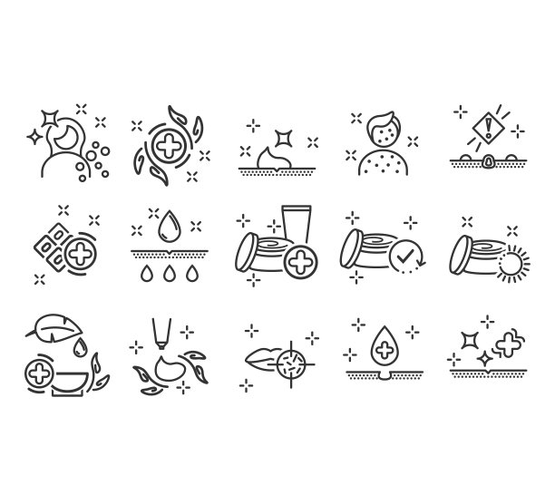 皮肤病学图标。尼泊金化学公式图标。图片下载