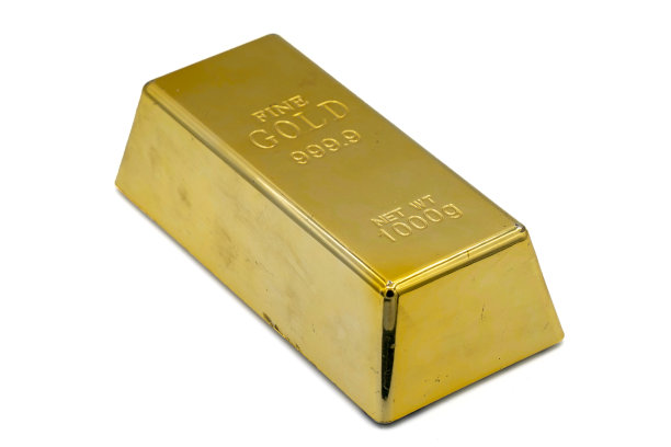 金锭孤立在白色上图片下载