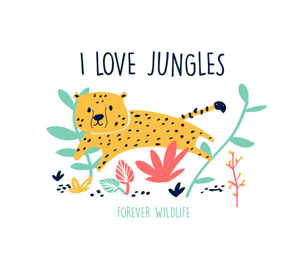 可爱的豹纹设计与口号图片下载