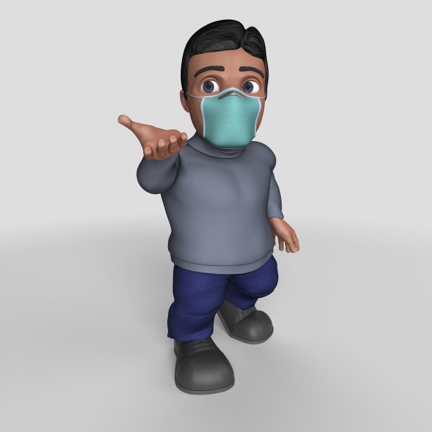 3D卡通休闲人物在面具图片下载