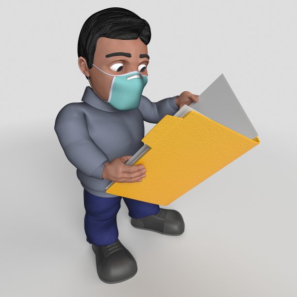 戴口罩的3D卡通休闲人物图片下载