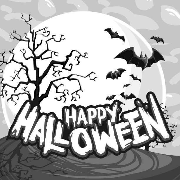 快乐万圣节卡通背景t恤，海报剪影设计插图图片下载