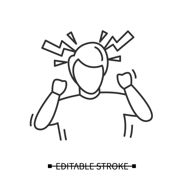 头痛图标。男性头像患有高血压性头痛。向量预展图片下载