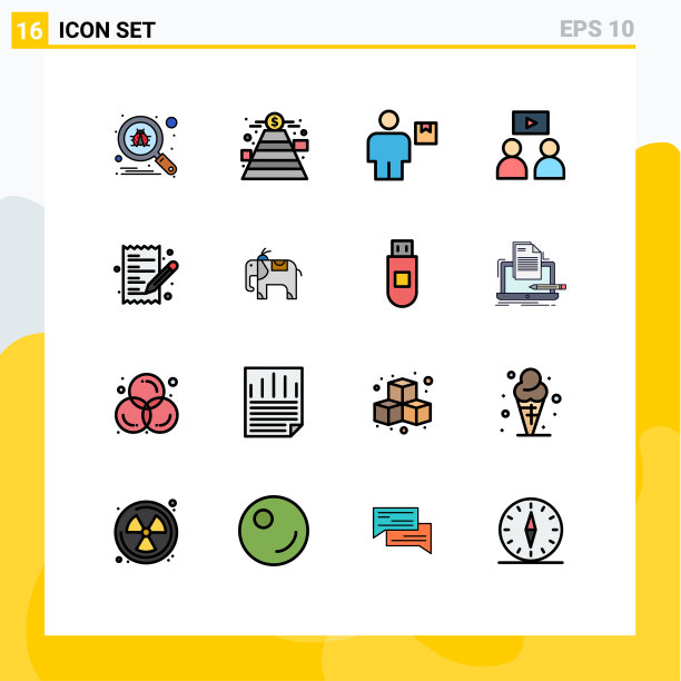 象形图设置16个简单的平色填充图片下载