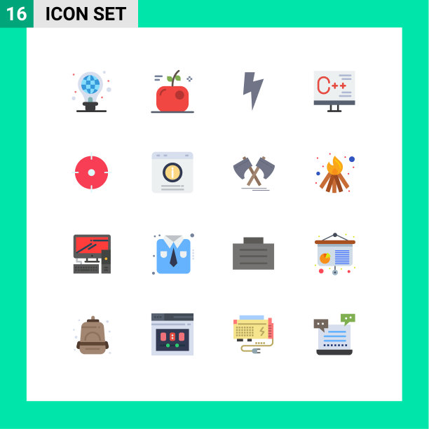 可编辑线包16个简单的平面颜色图片下载