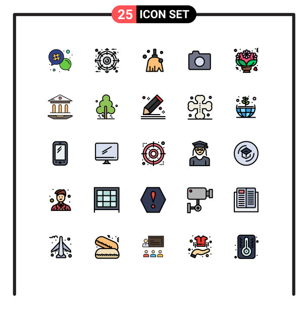 25主题填充线平面颜色和可编辑图片下载