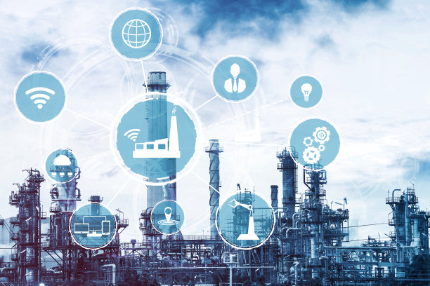 工业4.0技术概念-使用机器人和自动化机械的第四次工业革命智能工厂图标图图片下载