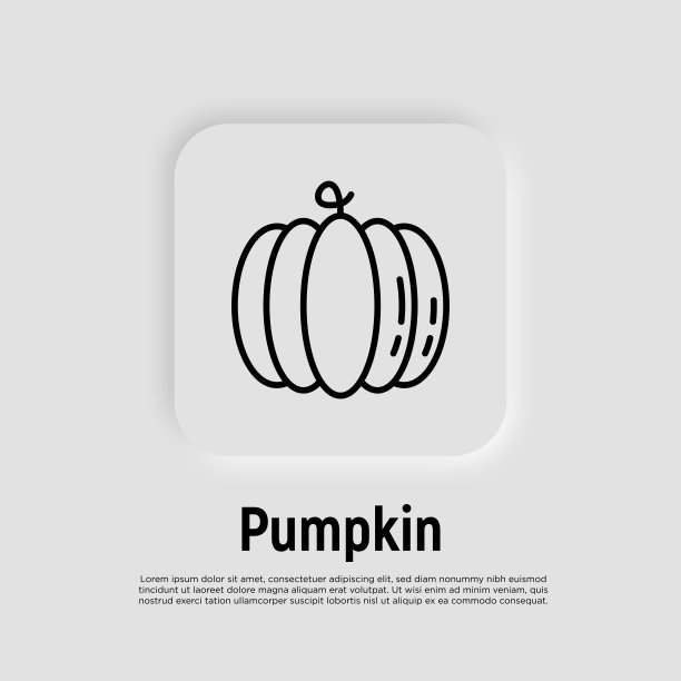 南瓜细线图标。季节性的蔬菜。健康的有机食品。矢量插图。图片下载