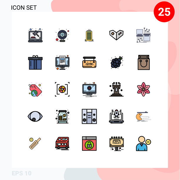 可编辑线包25简单填充线平图片下载