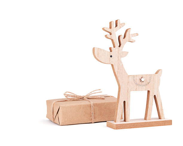 圣诞木鹿和礼物。图片下载