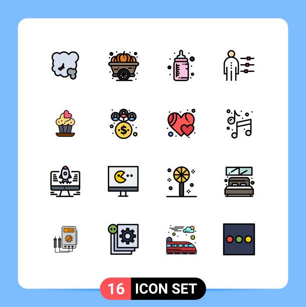 可编辑线包16简单的平面颜色填充图片下载