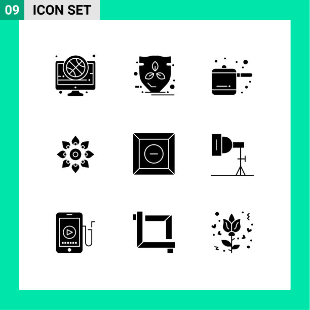 装9个创意固体象形文字盒印度教图片下载