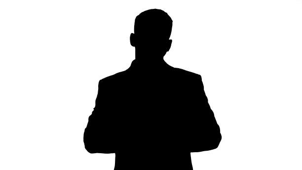 商人思考和使用电话，阿尔法频道图片下载