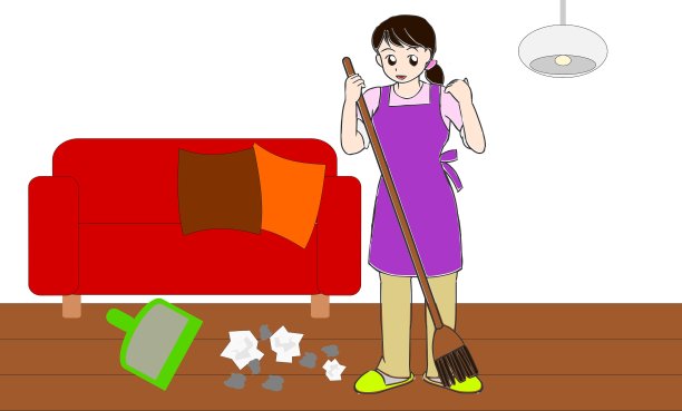 打扫客厅的女人图片下载