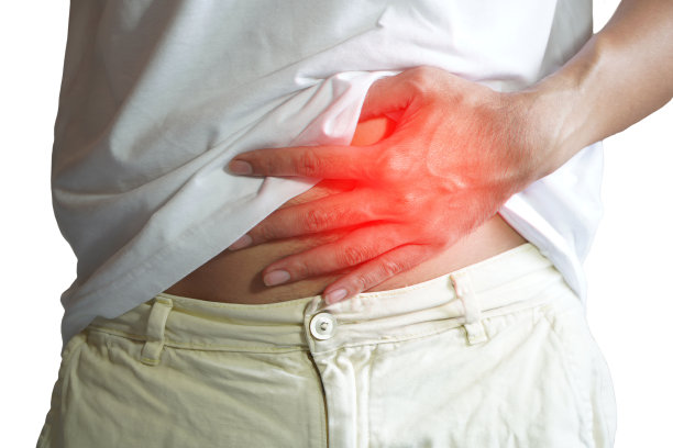 白色背景上的男人有很多腹痛图片下载