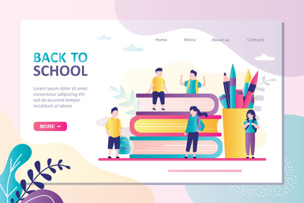 登陆页的主题回到学校。孩子们在假期后背着背包去上学。假期后同学相聚图片下载