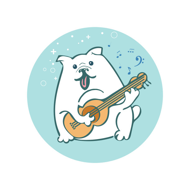 狗音乐家在弹吉他图片下载