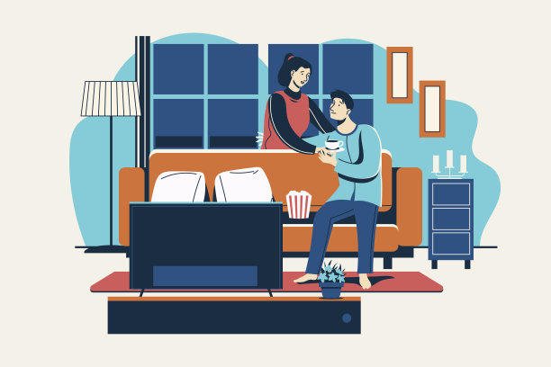 浪漫的情侣在客厅喝热饮图片下载