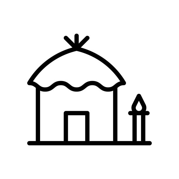 夏威夷小屋矢量线性图标图片下载